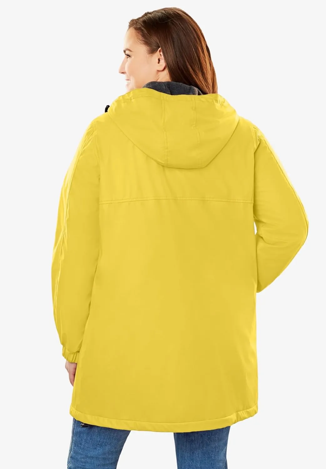 Woman Within Plus Size Hooded Slicker Raincoat