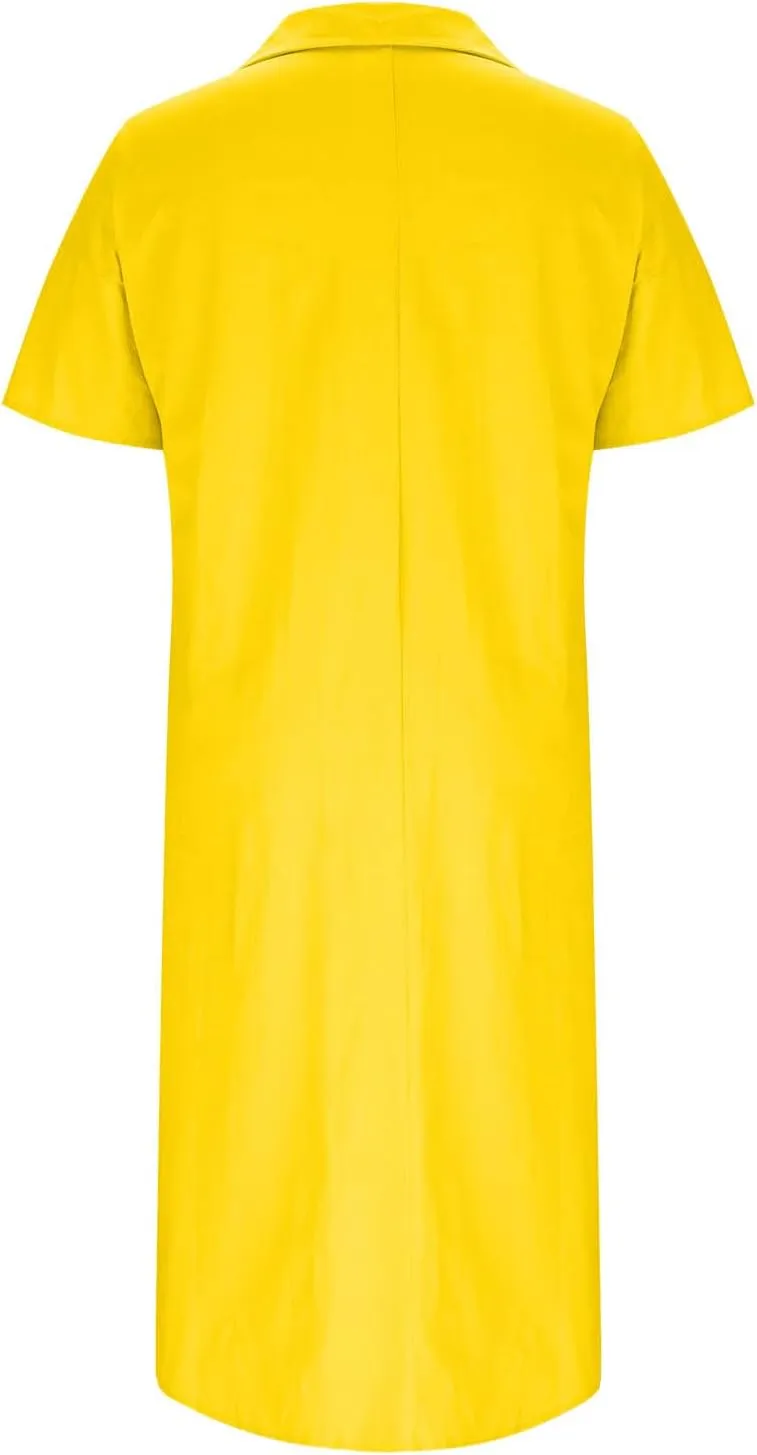 Women Plus Size Button Down Shirt Dresses with Pockets Summer Casual Loose 3/4 Sleeve Midi Dress Cover Up Sundress