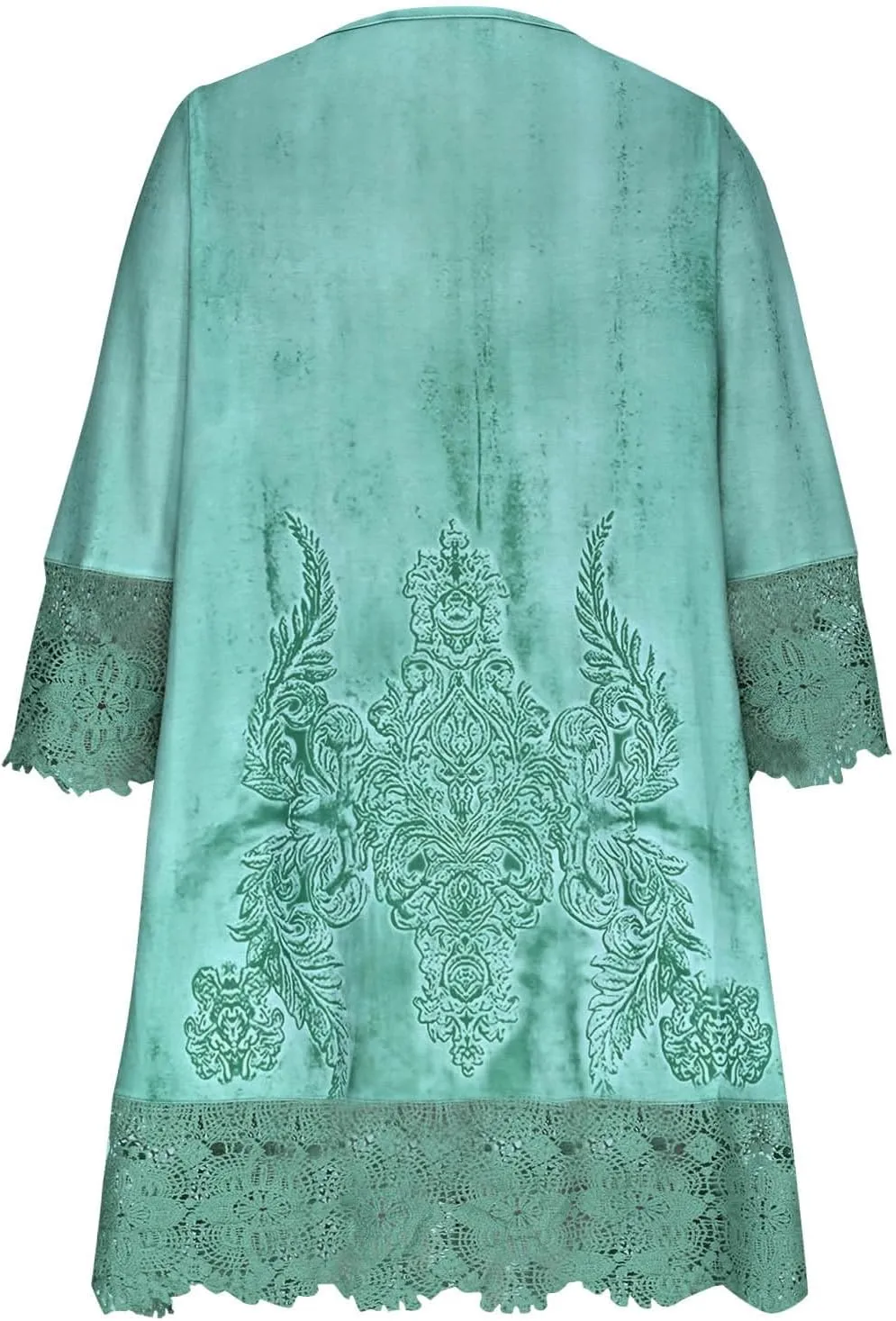 Women's Vintage Embroidered Midi Dress, 3/4 Sleeve V-Neck Half Button Elegant Dresses Fashion Hollow Out Loose Clothes