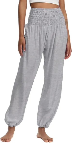 Womens Yoga Harem Baggy Pants High Waisted with Pocket Fitness Trousers Cotton Loose Workout Sweatpants