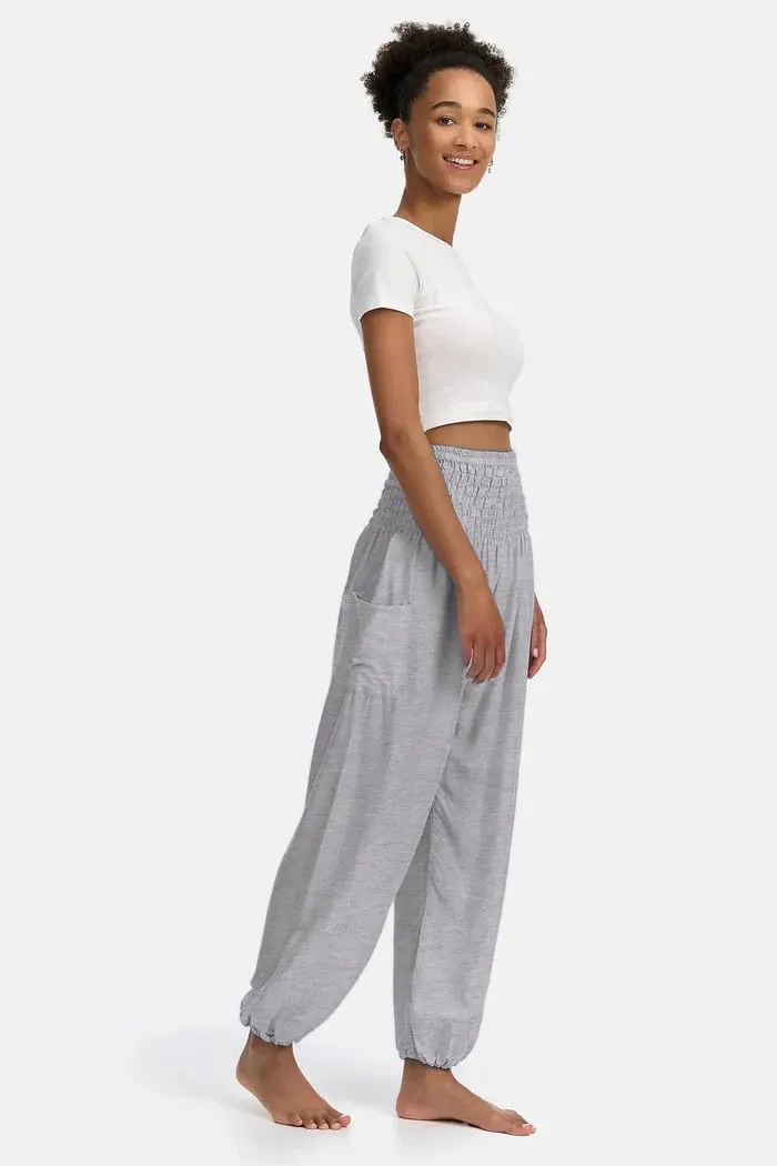 Womens Yoga Harem Baggy Pants High Waisted with Pocket Fitness Trousers Cotton Loose Workout Sweatpants