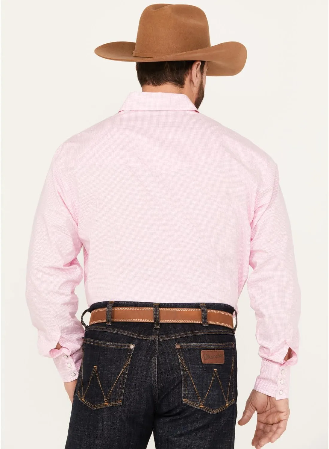 Wrangler Men's Pink Bucking Cancer Button Down Shirt