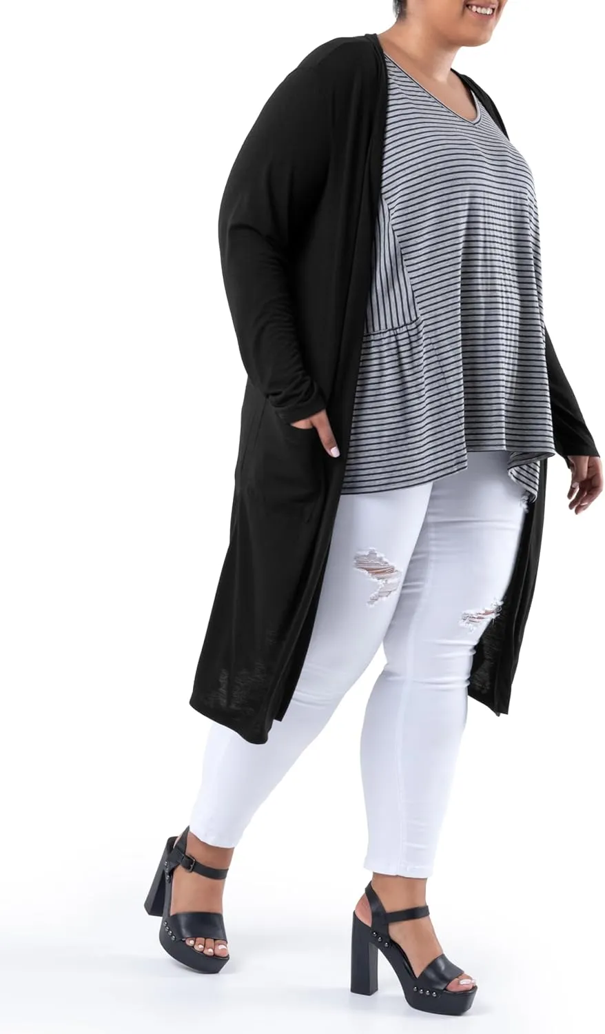 Wright's Women's Plus Size Jersey Duster Cardigan