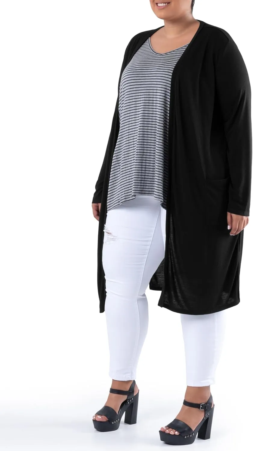 Wright's Women's Plus Size Jersey Duster Cardigan
