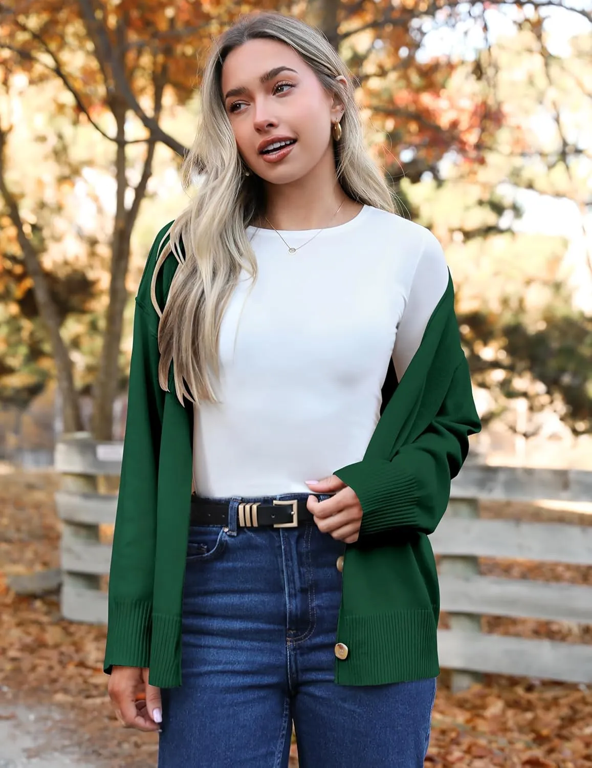 Zeagoo Women's Oversized Button Cardigan Sweaters 2024 Fall Open Front Lightweight Cardigans V Neck Loose Knit Outwear
